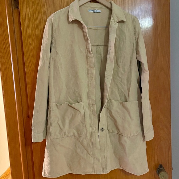 Zara Tan Collared Chore Coat Shacket Overshirt - Picture 1 of 5